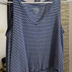 striped flowie tank top with lettuce cut bottom